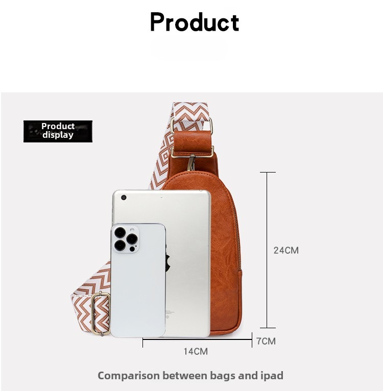 Women Chest Bag Sling Bag, Guitar Strap Small Crossbody Pu Leather Satchel Daypack