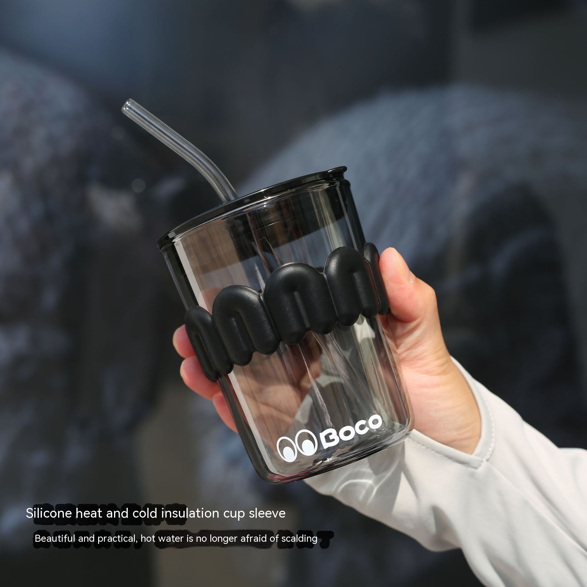 Cartoon N-shaped Set Electroplated High Borosilicate Glass Cup With Straw