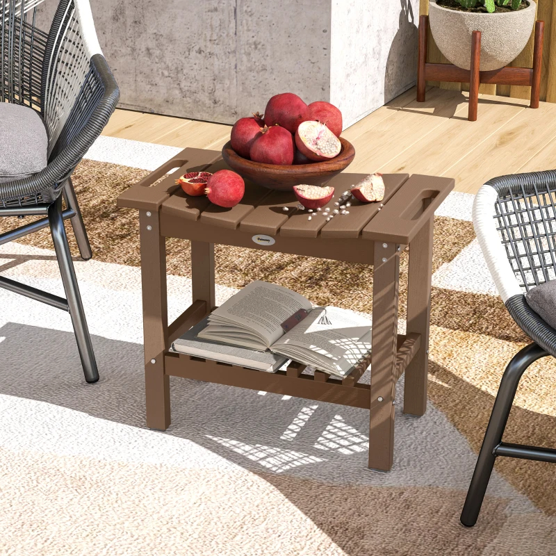 HDPE Shower Bench, Waterproof Shower Stool With Handle, Storage Shelf, Non-Slip Pads For Indoor Outdoor, Brown