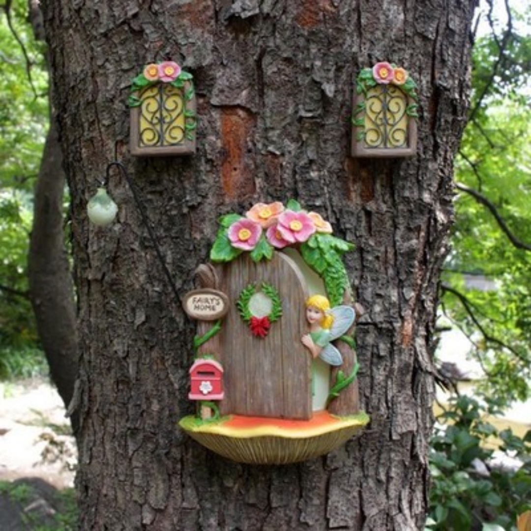Resin Fairy Door And Windows Miniature Sculpture For Trees Outdoor Decor — foto 7