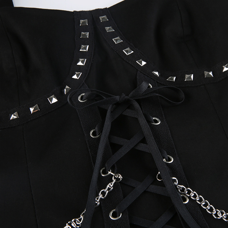 Dark Style  Chest Support Word Collar Rivet Waist Strap
