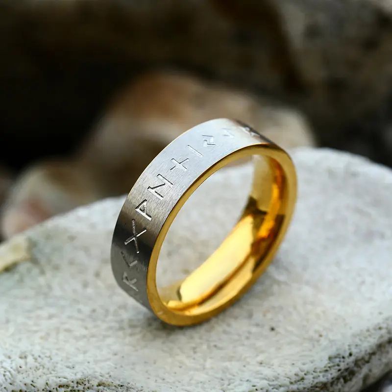 Stainless Steel Men's And Women's Rings, Simple Viking Letters