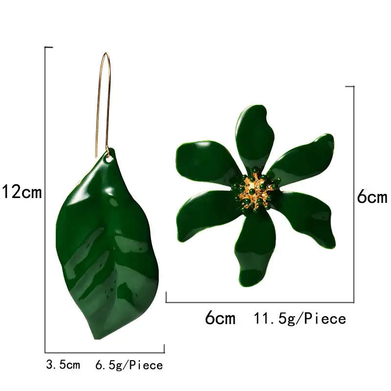 European And American Style Fashion Earrings Leaf Metal