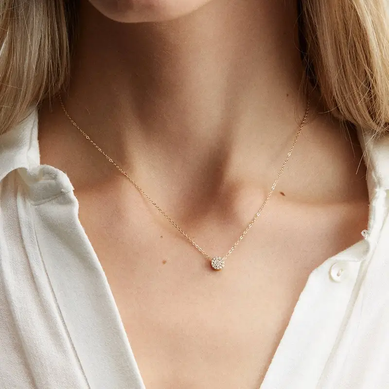 Stainless Steel Necklace Gold Plated Round Clavicle Chain