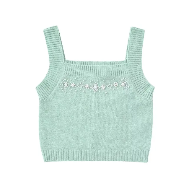 Sleeveless Vest With European And American Style Square Neck Graph Coloring - Shop at LoveMi