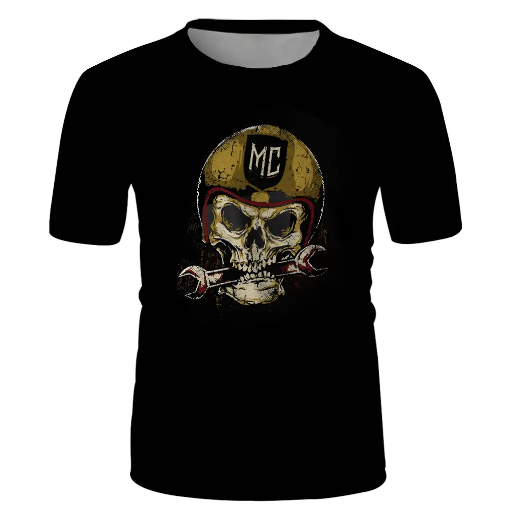 Fashion New 3D Skull Army Printing Fashion Foreign Trade Men's Short-sleeved T-shirt European And American Style Short Sleeve
