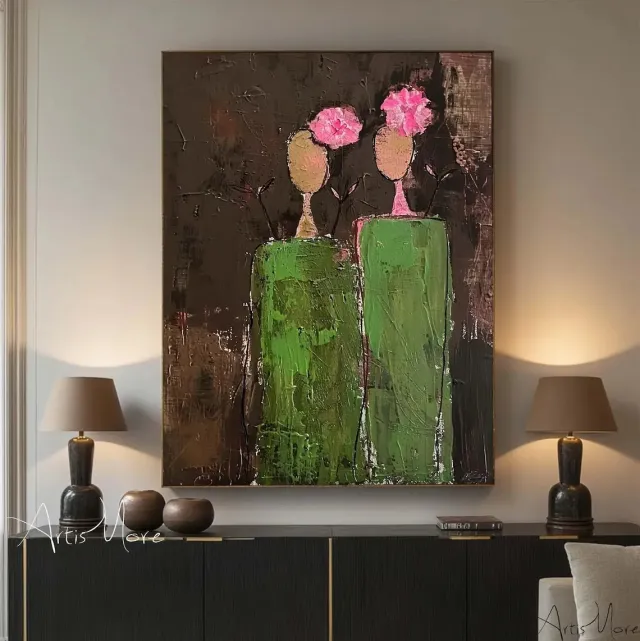 Hand painted People Oil Painting On Canvas Abstract Large Green Texture Vintage Wall Art Wabi Sabi Painting Bedroom Large Wall Decor Gift Painting ... Without Inner Frame - Shop at LoveMi