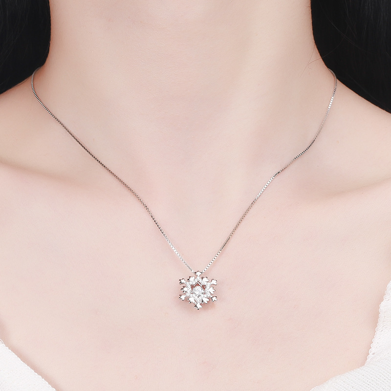 Title 3, Sterling Silver Female Snowflake Pendant Necklace