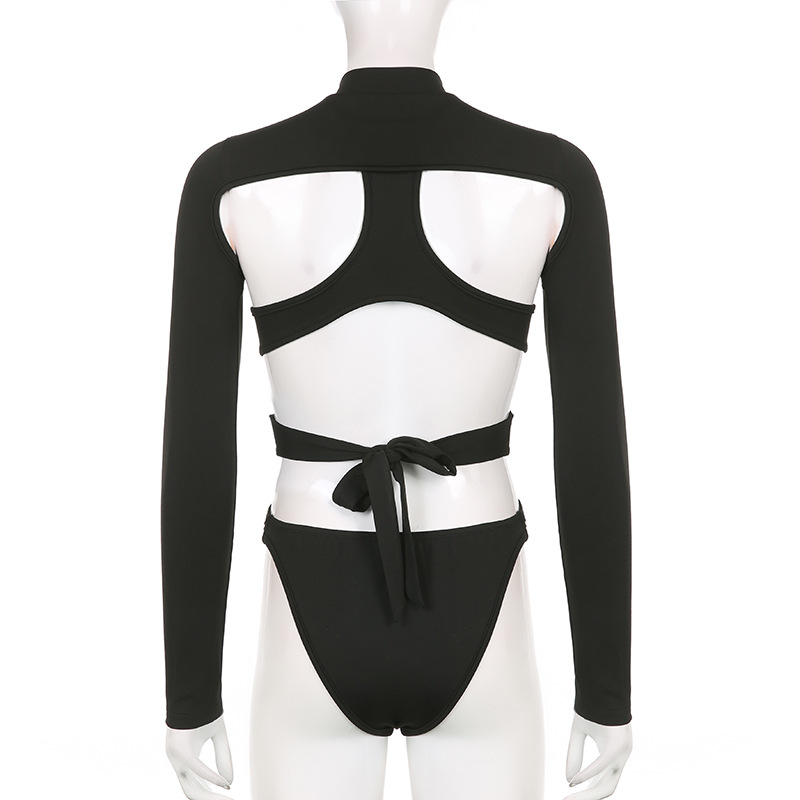 Women's Cross-cut Open-back Tie One-piece - Image 3