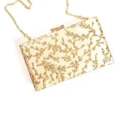 Sequin Lace Party Clutch Shoulder Crossbody Bag - Apricot - View 1