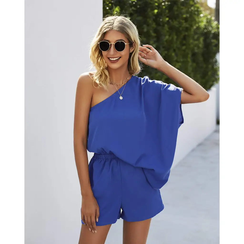 New Sexy Off Shoulder Loose Jumpsuit - Sapphire Blue