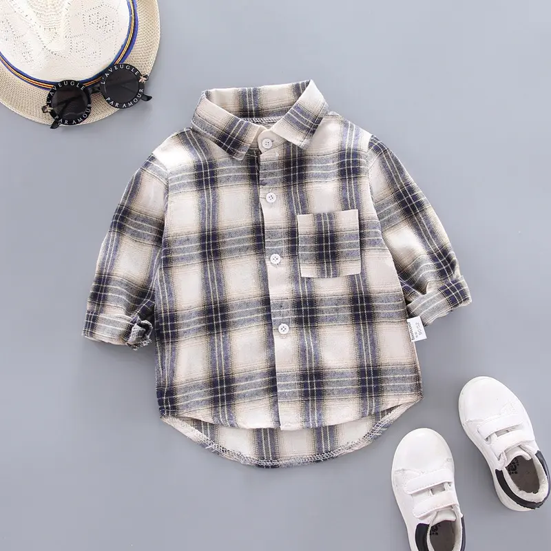 Boys And Girls Plaid Shirts Korean Style