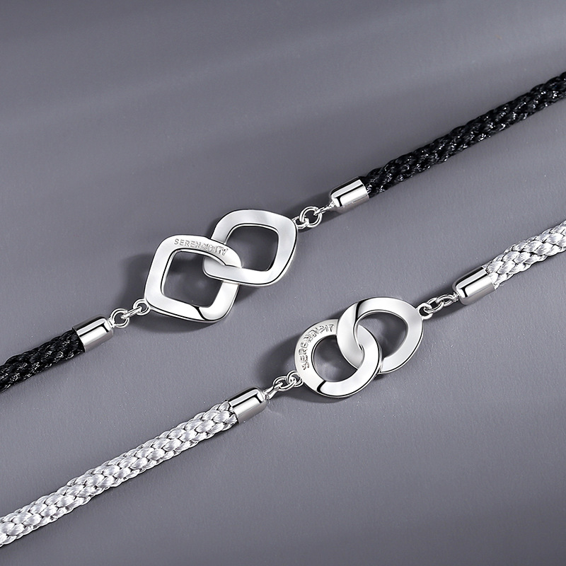 Simple Niche Double Interlocking Men's And Women's Bracelet Braided Rope