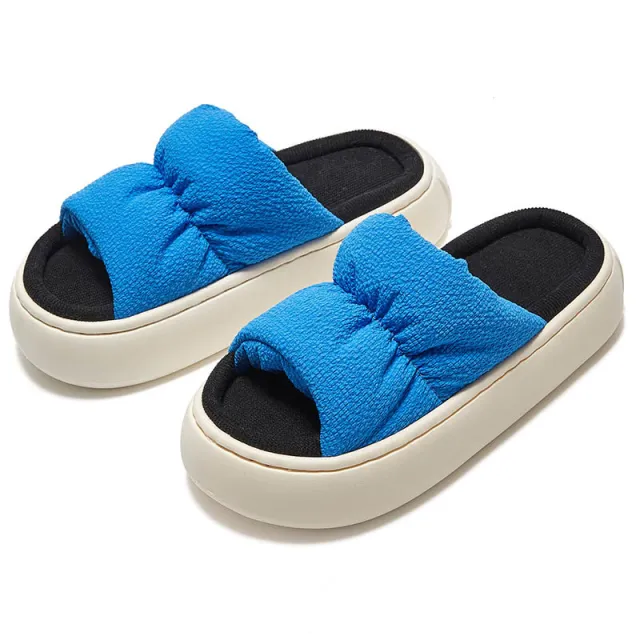 New Thick Bottom Fashion Simple Home Wear Elastic Rope Slippers Blue - Shop at LoveMi