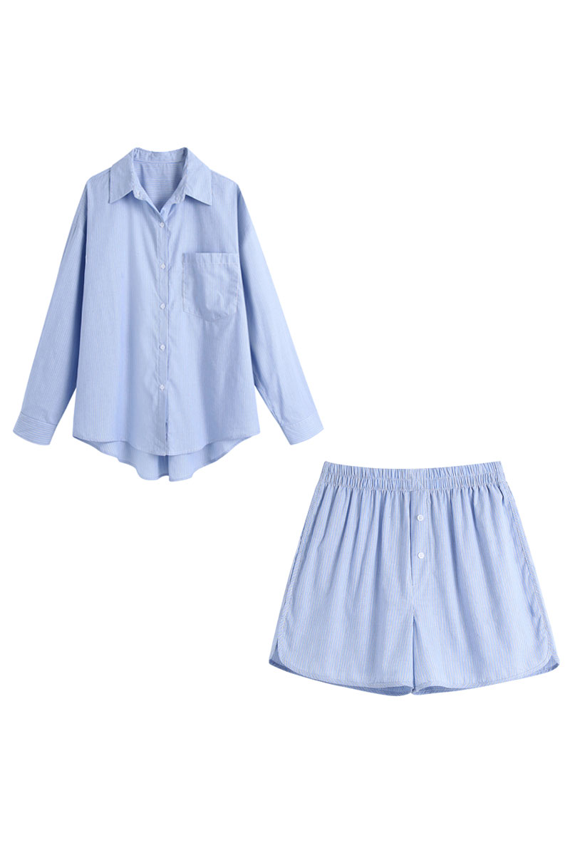 قميص طويل الأكمام مخطط بتصميم خصر مرن