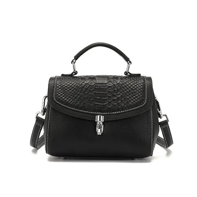 Fashion Pressed One shoulder Diagonal Leather Handbags Black - Shop at LoveMi