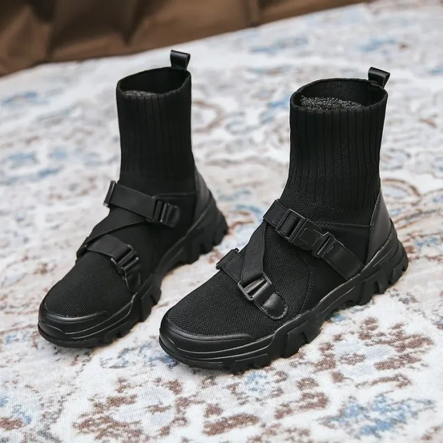 Korean Version Of The Thick soled Sports Sock Boots Elastic Boots Black - Shop at LoveMi