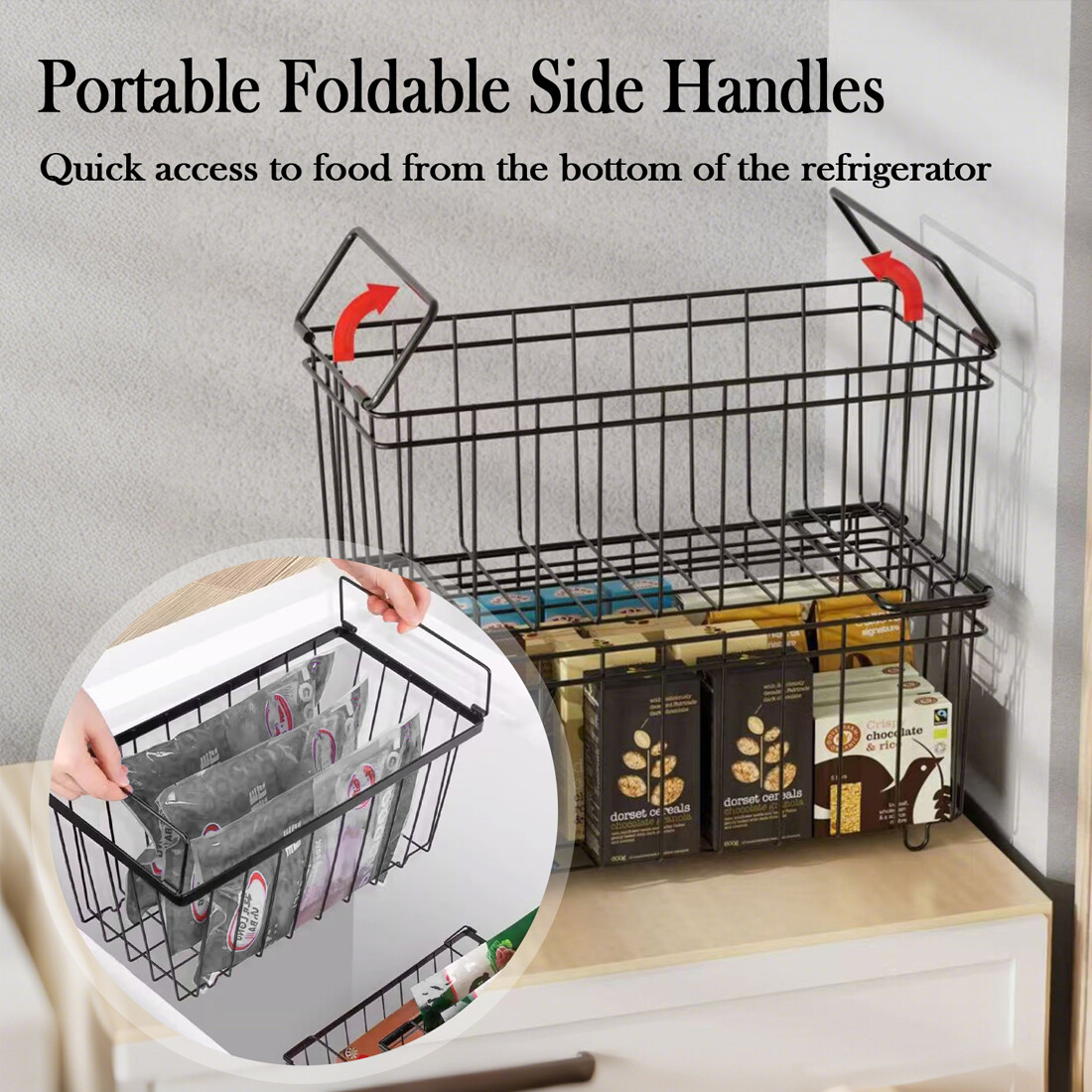 Chest Freezer Baskets - 5 Pack Stackable Organiser Ches Black — image 4