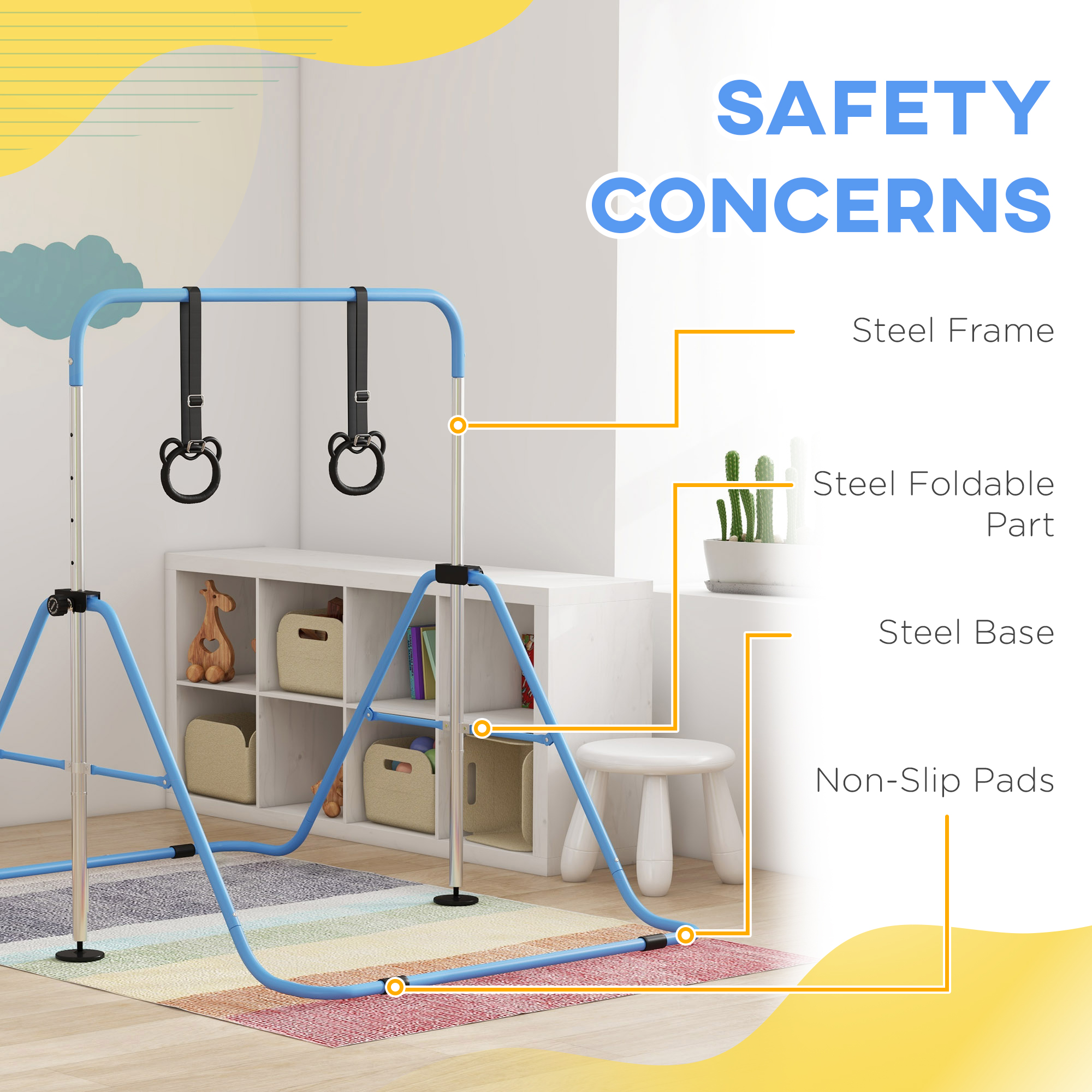 Adjustable Height And Foldable Children's Gymnastics Horizontal Bar With Anti — image 6