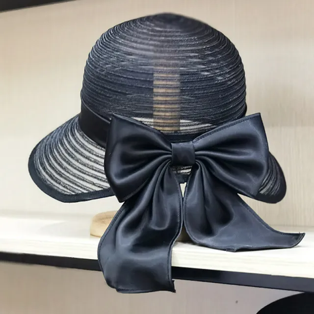 PP Silk Breathable Satin Bow Back Open Fork Basin Cap Black - Shop at LoveMi