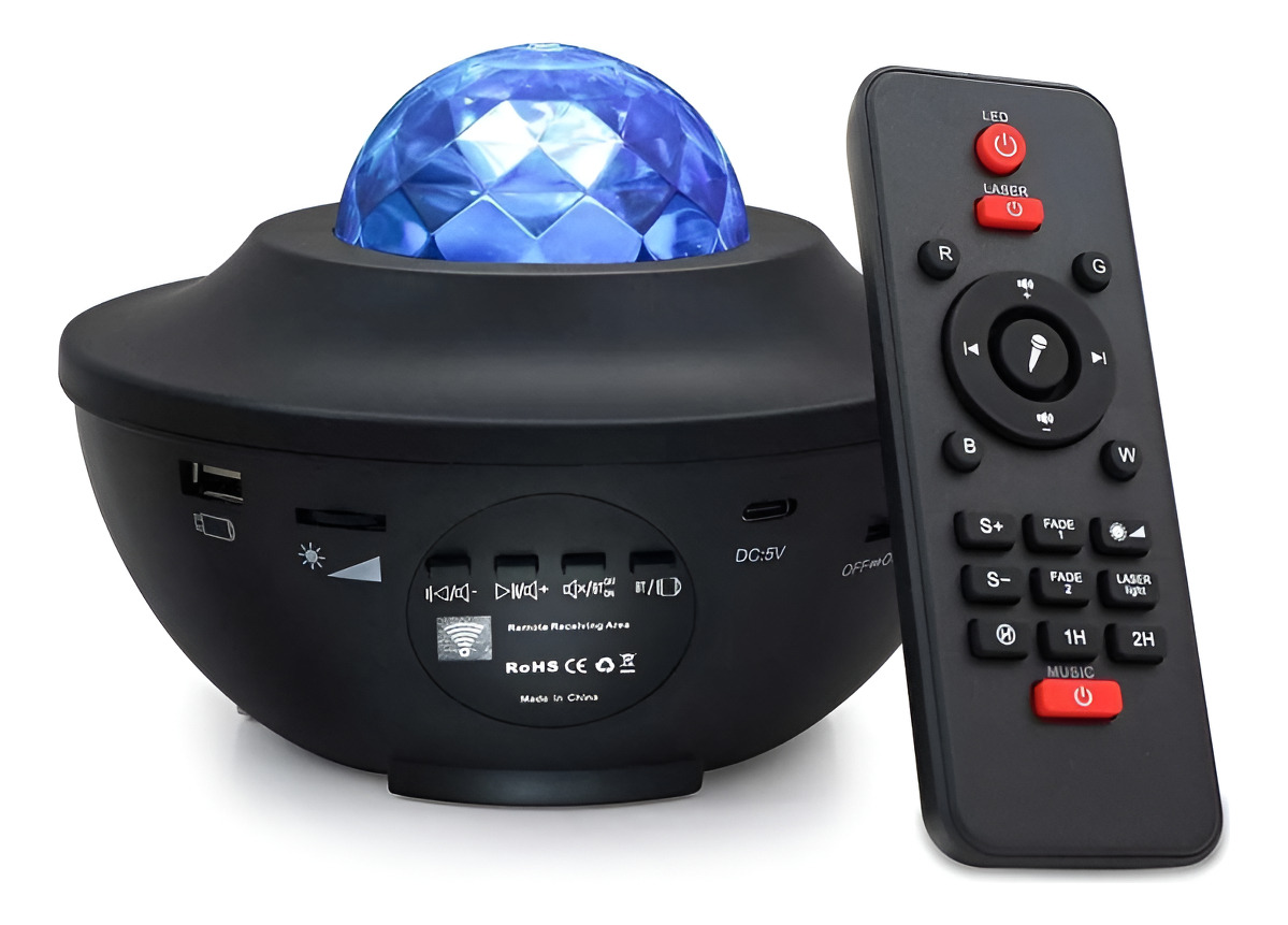 Black Star Projector Galaxy Lamp With Bluetooth And Rotating Function Black