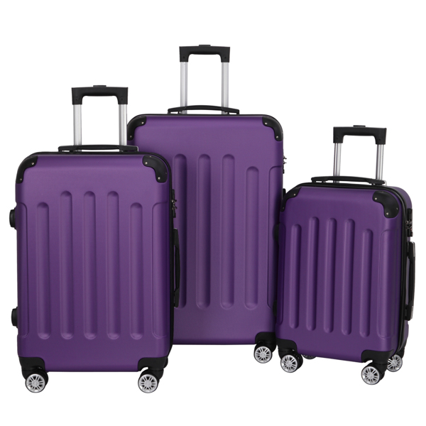 Three In One Handle Universal Wheel With 4 Corner Guards Pull Rod Box, 20in, 24in, 28in ABS Aluminum Alloy Pull Rod, Classic Color Scheme - Dark Purple — foto 7