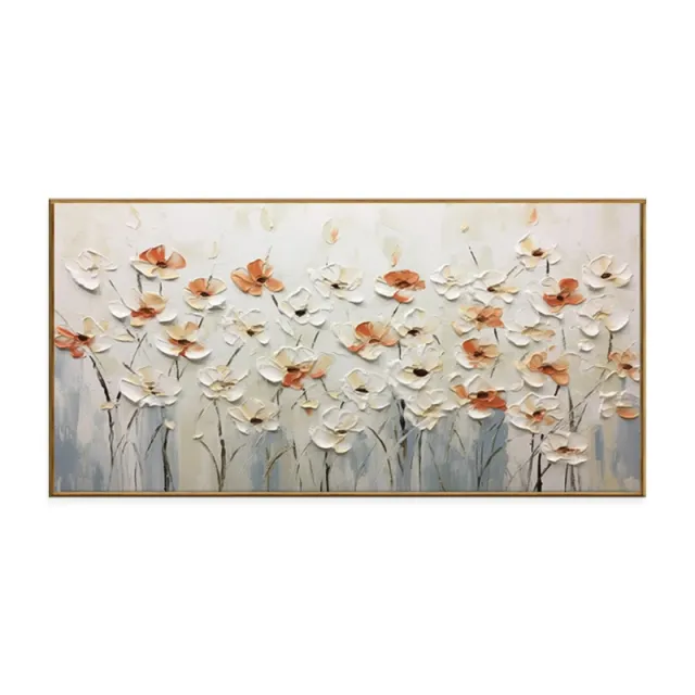 Hand painted Abstract Knife Little White Flower Oil Painting On Canvas,Wall Art Pictures For Living Room Home Decoration Without Inner Frame - Shop at LoveMi