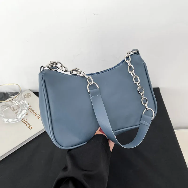 French Minority High Sense Armpit French Stick Bag Women - Blue