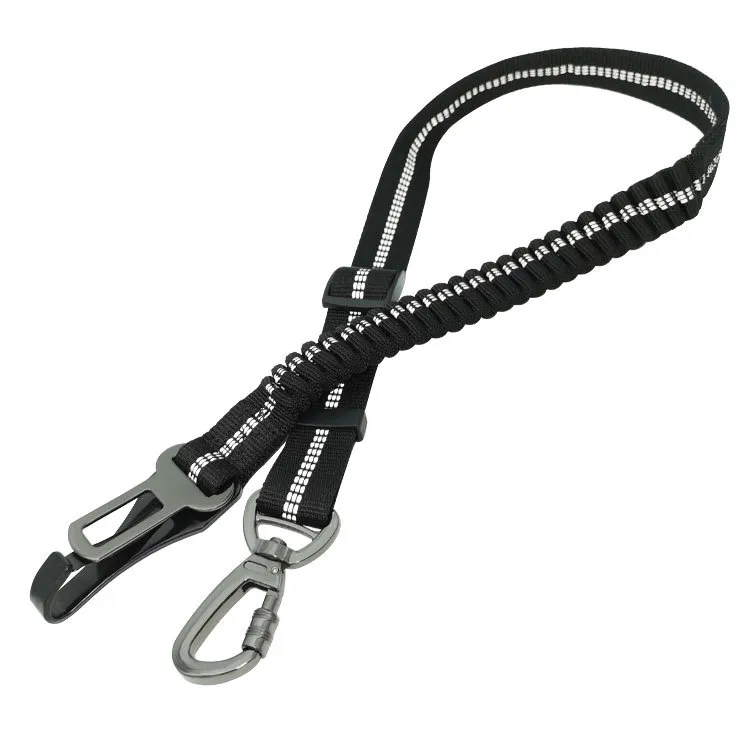 Pet Supplies Dog Reflective Buffer Retractable Car Seat Belt - Black