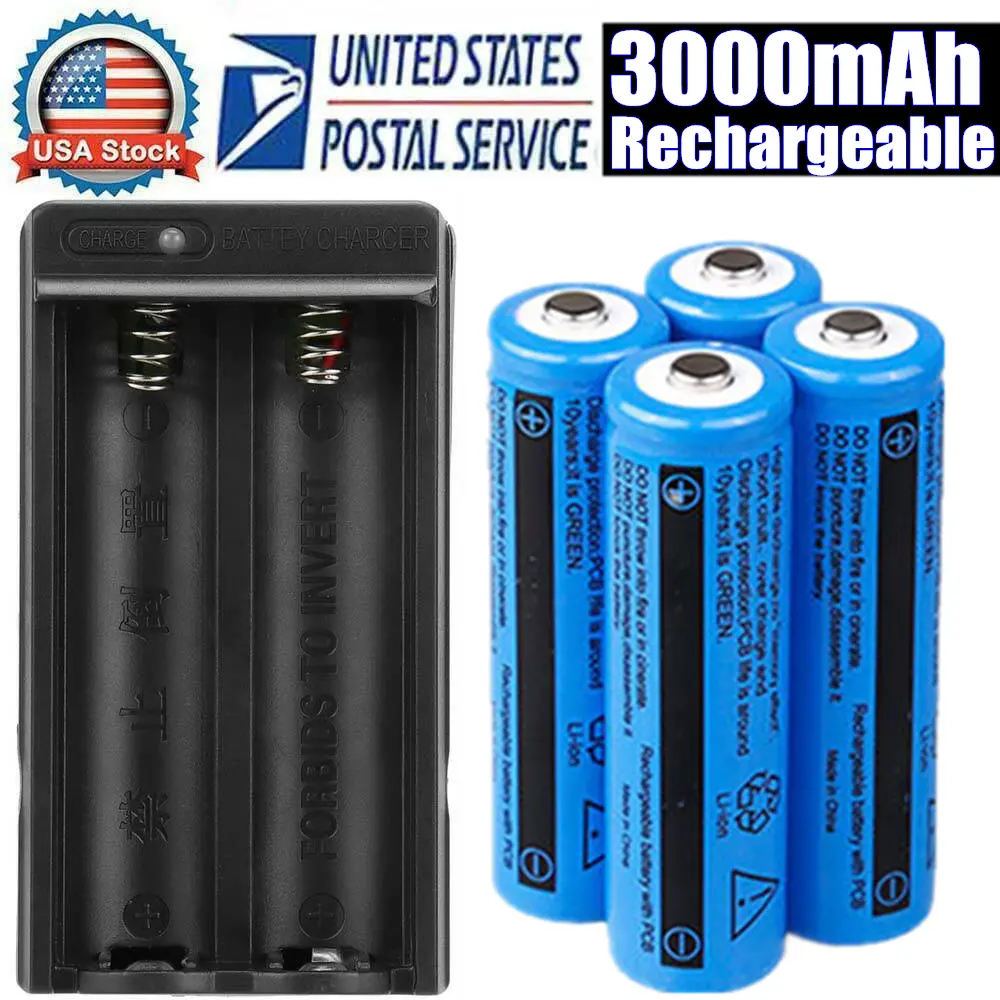 Li-ion Rechargeable Battery&Charger 3000mAh 3.7V Batteries US