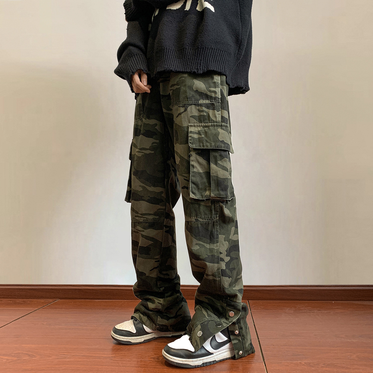 Title 2, Washed Distressed Camouflage Cargo Pants Mens ...