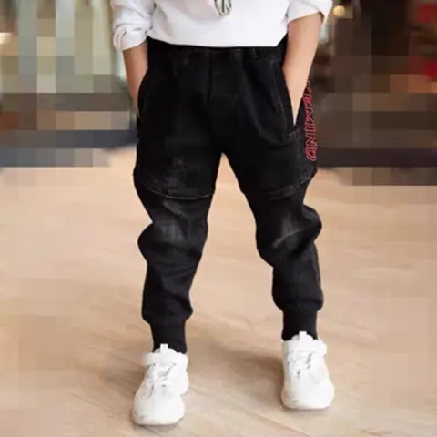 Kids Black Jeans Single Pants Spring and Autumn Boys