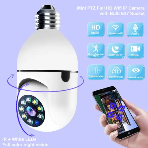 WiFi CAMERA 1080P Bulb 4X Zoom E27 Home 5GWiFi