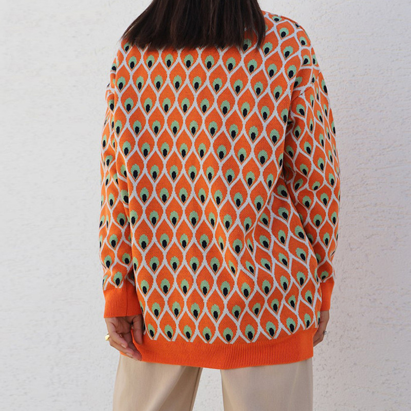 Lazy Style Hit Color V-neck Sweater Coat