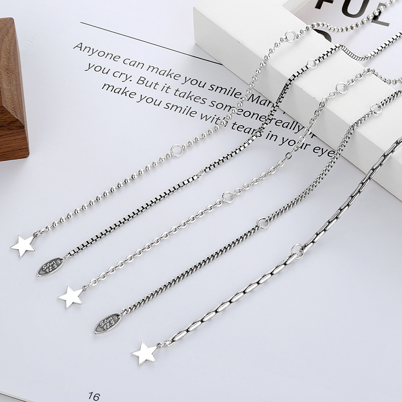 Fashion Simple Sterling Silver Snake Bone Melon Seed Chain