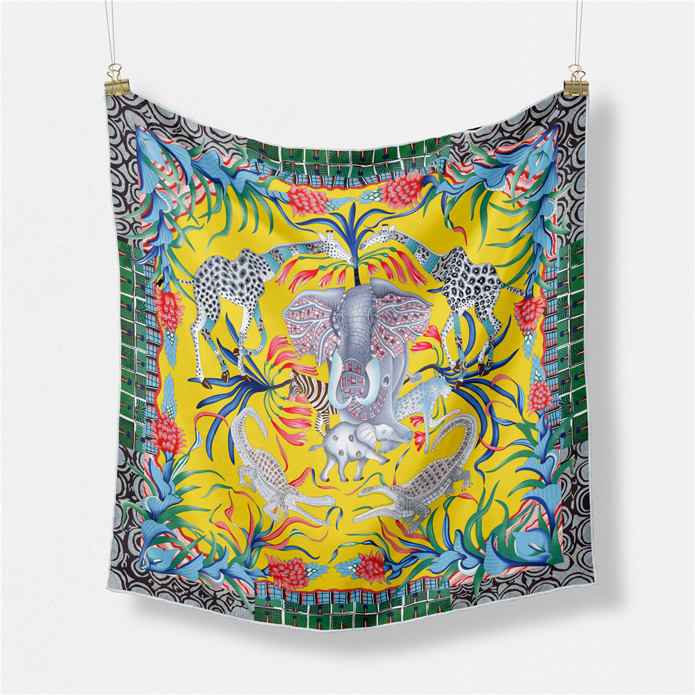 Women's Fashion Print Square Silk Scarf