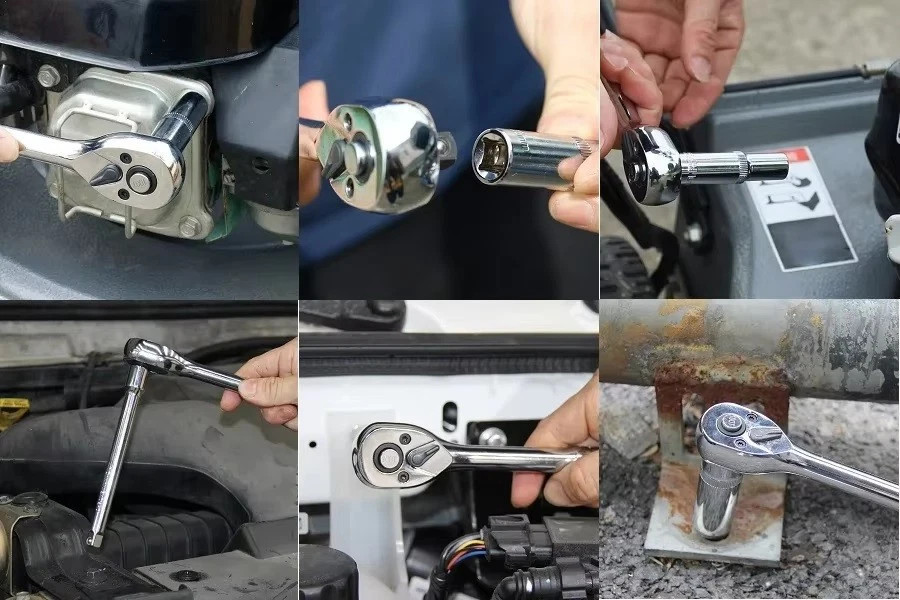 3X 1 4 38 1 2 Ratchet Socket Wrench Tool Quick Release Extending Repair Tool 7