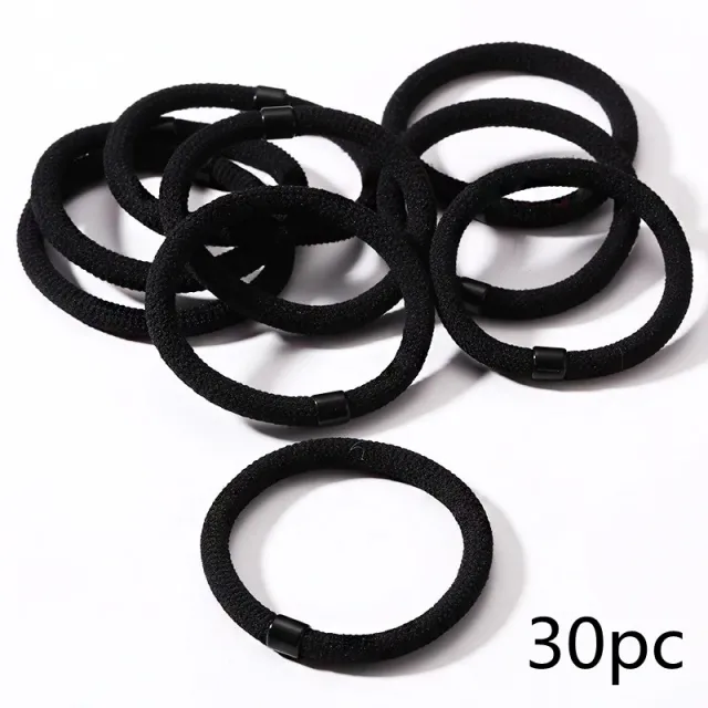 Simple Women's Solid Color Rubber Band Head Rope Black30Pcs - Shop at LoveMi