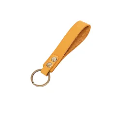 Classic Personality Retro Cow Leather Car Key Ring - Yellow - View 1