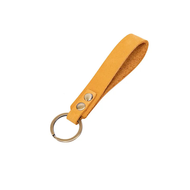 Classic Personality Retro Cow Leather Car Key Ring - Yellow