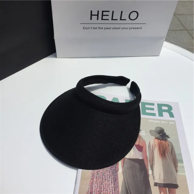 Fashion Trend Headband Type Empty Top Hat Solid Color Sun Visor Hat Sun Hat Black - Shop at LoveMi