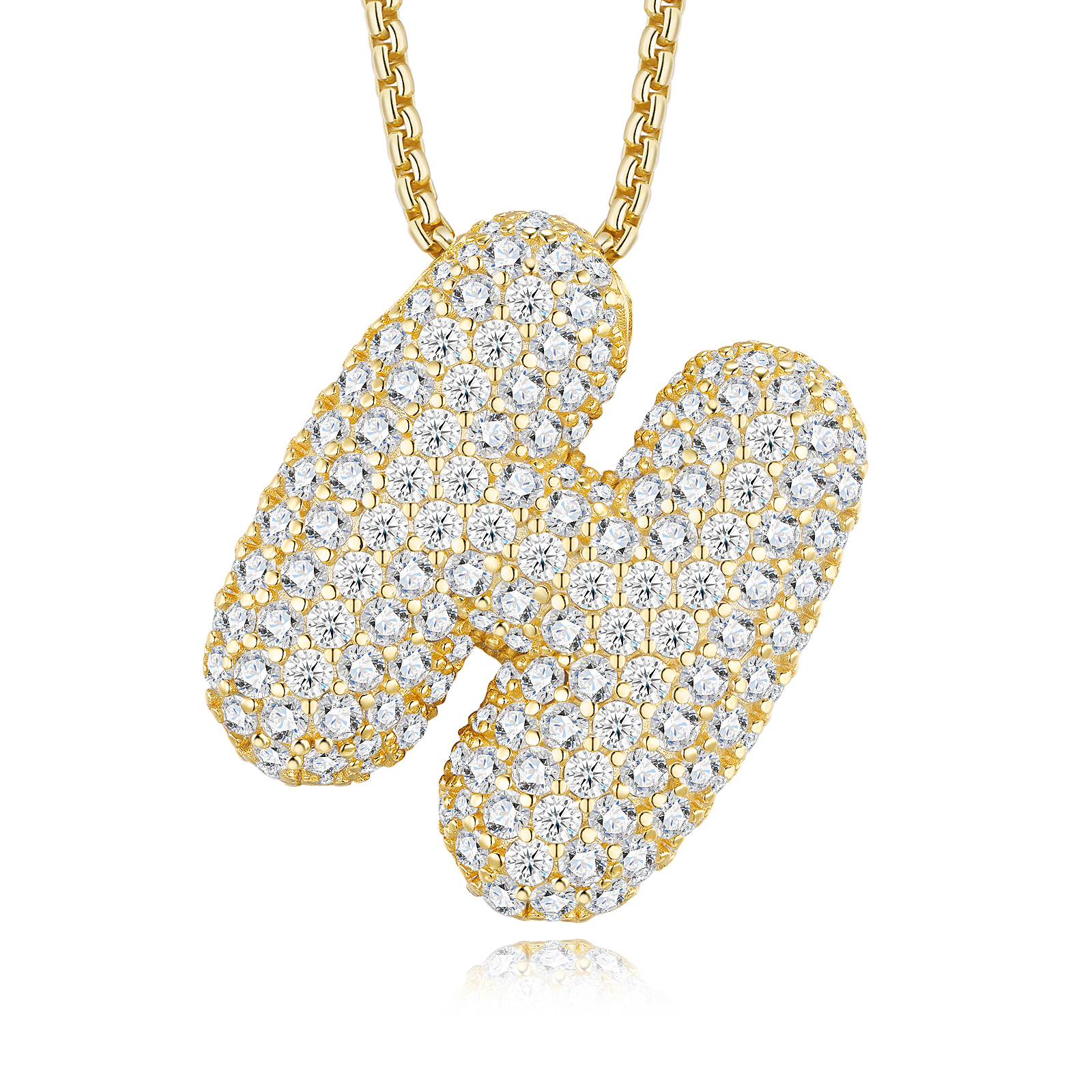 Gold Plated Bubble Letter Initial Necklace