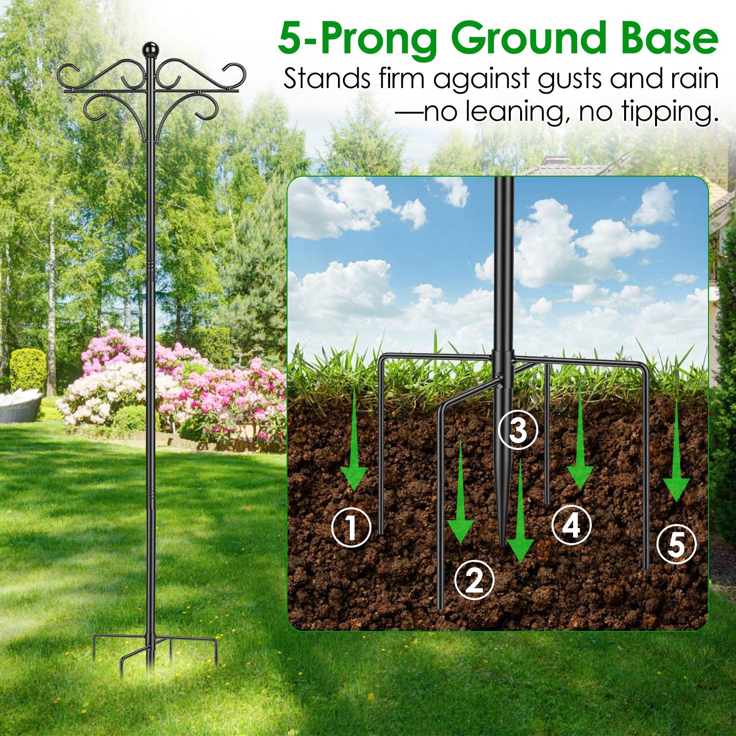 2 Packs Heavy Duty Double Shepherds Hook Bird Feeder Pole Garden Hanging Holder For Bird Feeder Garden Plant Lantern For Outdoor Garden Patio
