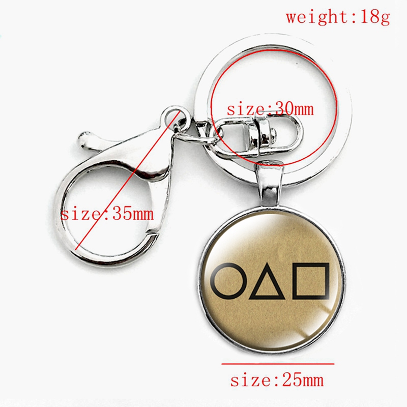 Squid game glass dome pendant keychain with clasp (7)