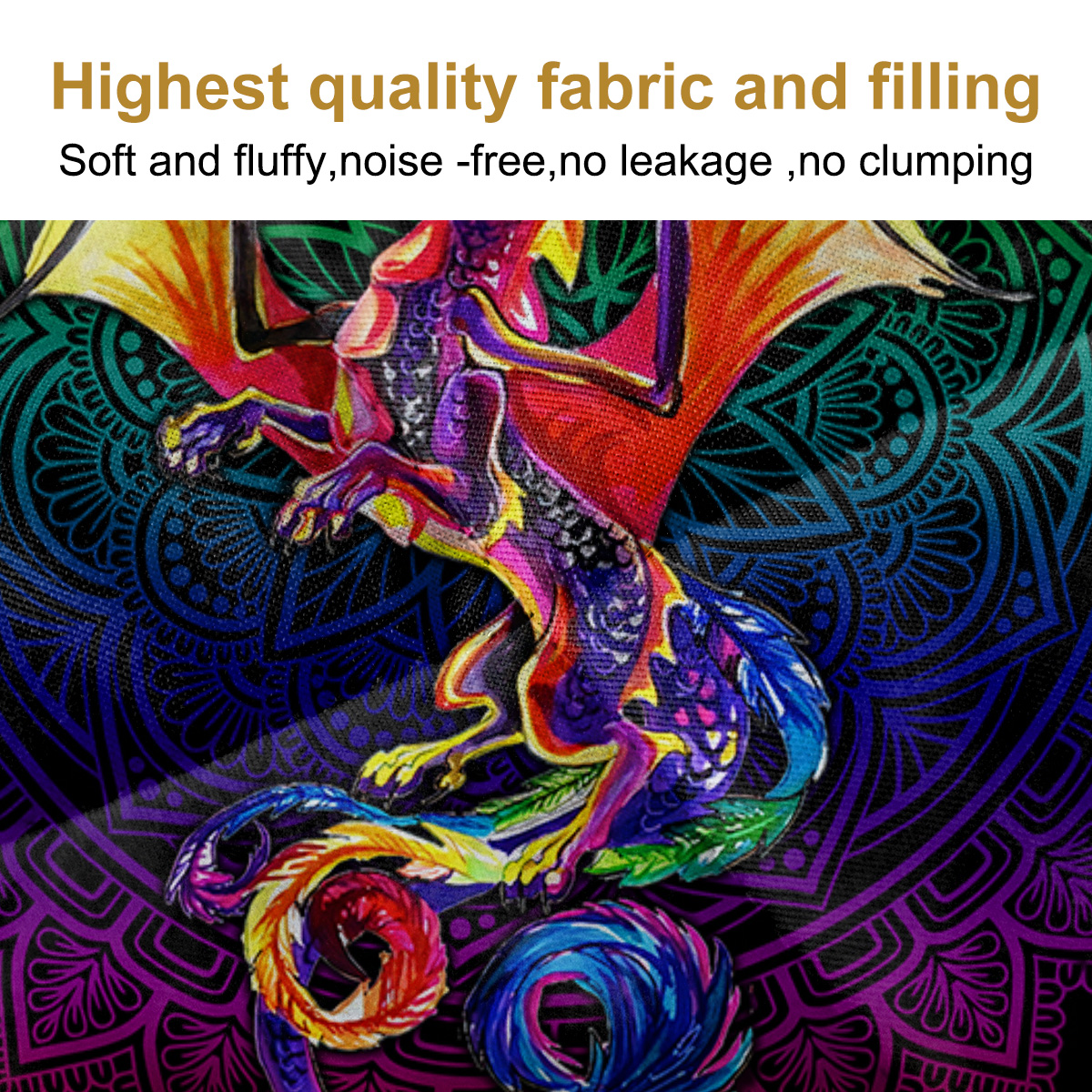 Color Mandala Dragon Pattern Quilt Set Microfiber Soft Lightweight Portable Bedding Set, 1 Quilt With 2 Pillowcases