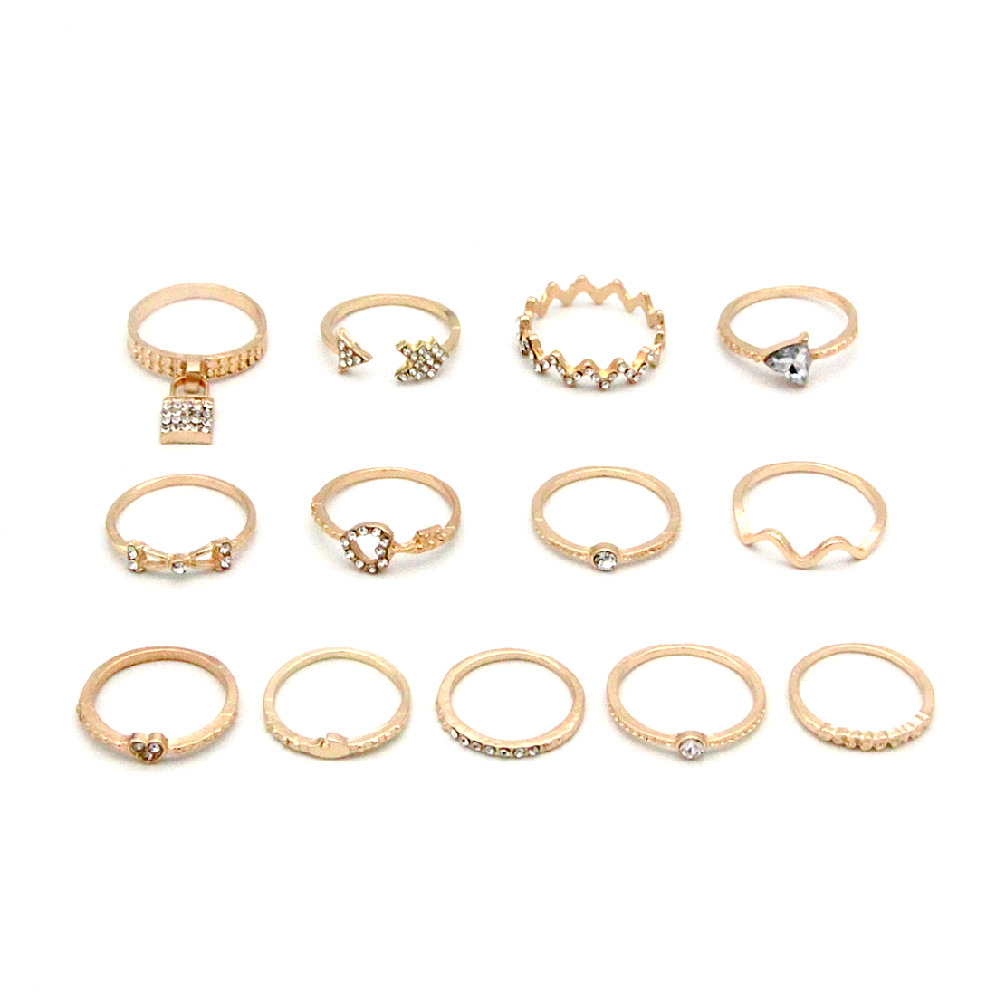 Fashion Love Bowknot Arrow Lock Wave 13-piece Set Joint Ring
