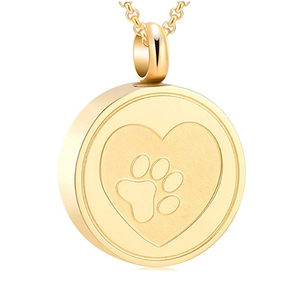 Three-color Stainless Steel Circular Paw Print Commemorative