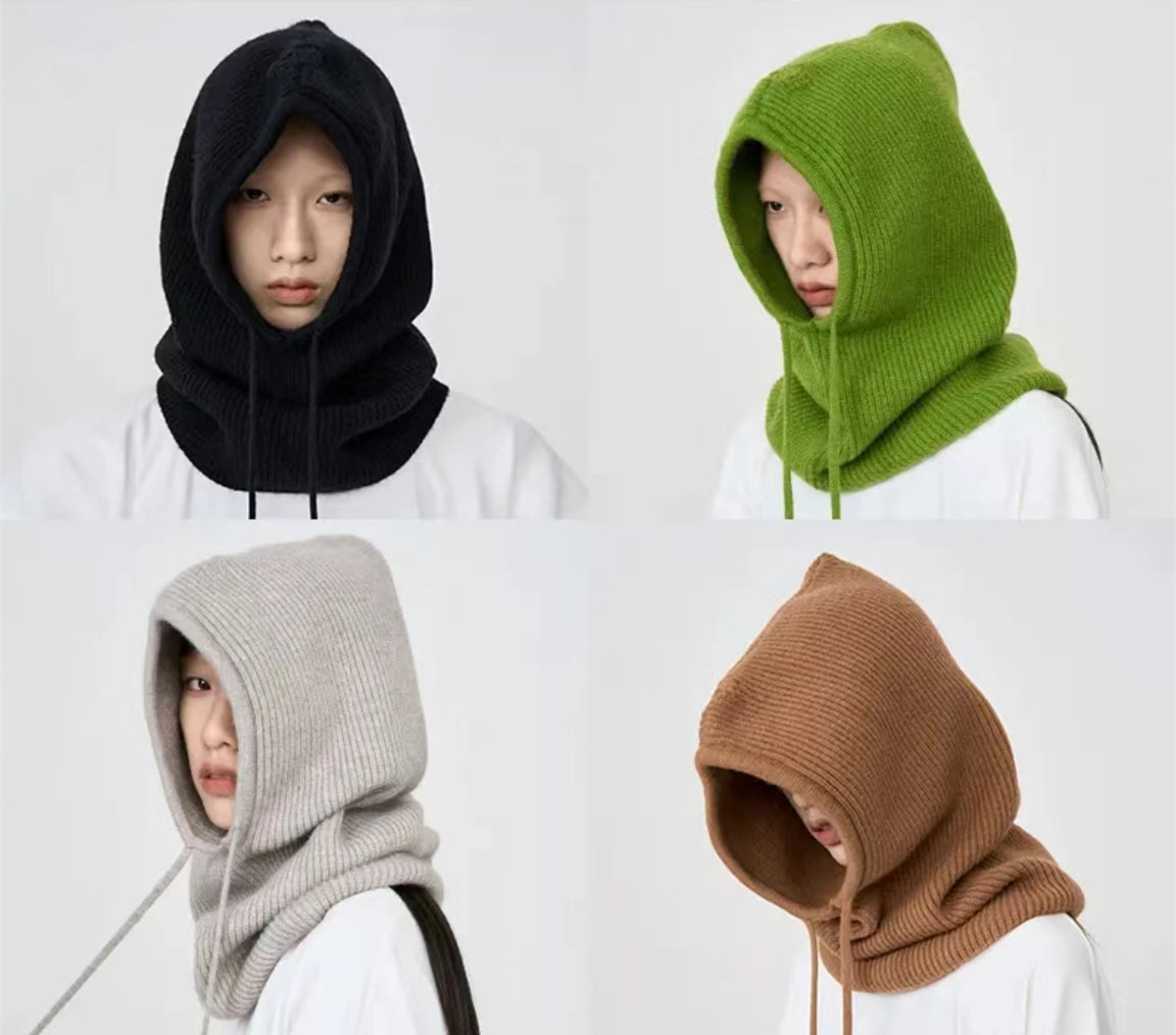 Knitted Wool Drawstring Pullover Hat