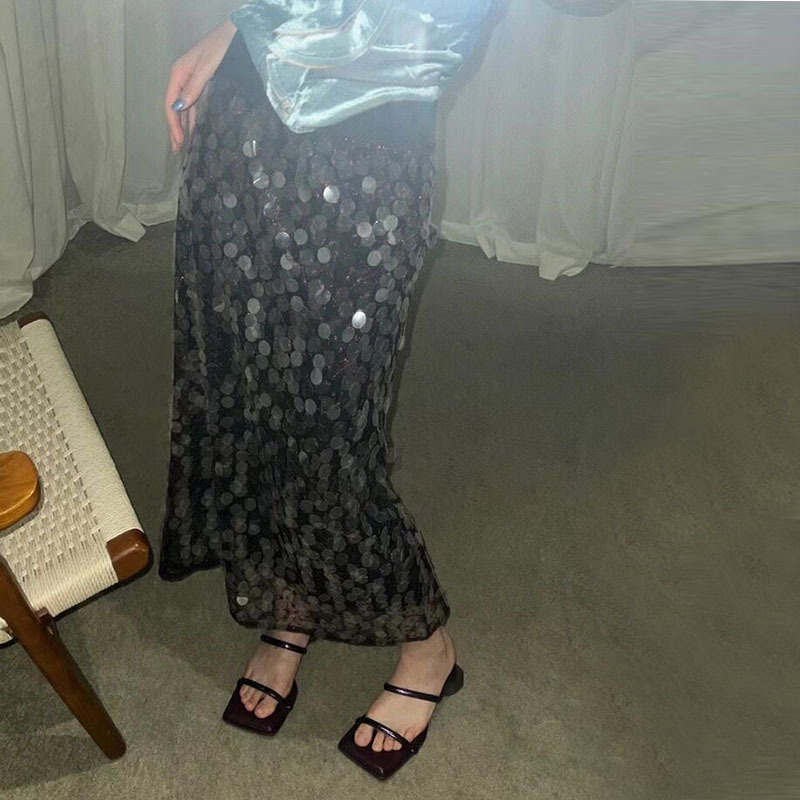 Women's Embroidered Sequin Buttock Skirt