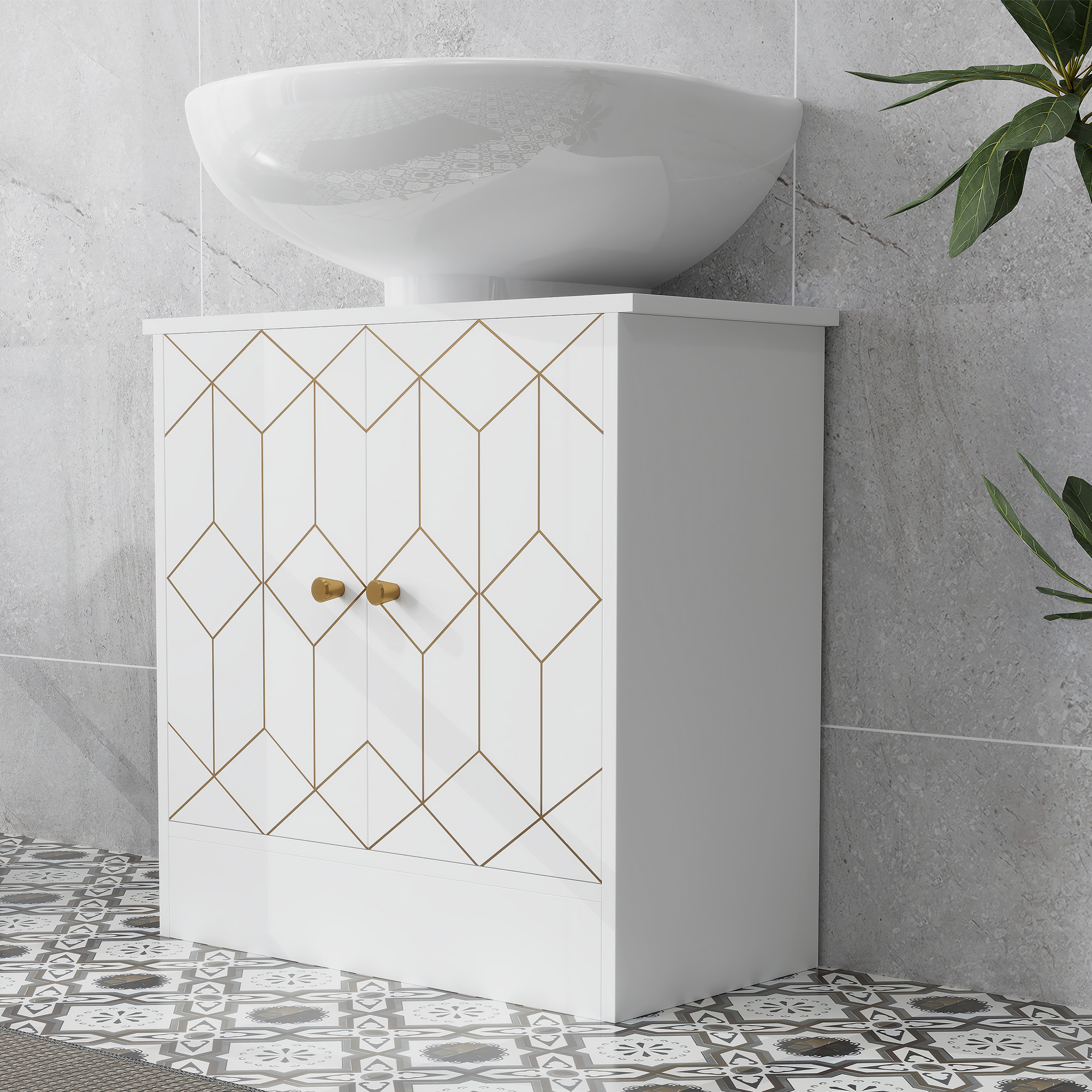Under Sink Bathroom Cabinet, With Adjustable Shelf And Open Compartment — image 10